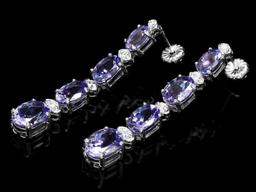 14k Gold 7.00ct Tanzanite & 0.50ct Diamond Earrin