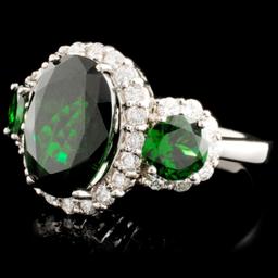 18K Gold 6.55ct Tsavorite & 2.72ctw Diamond Ring