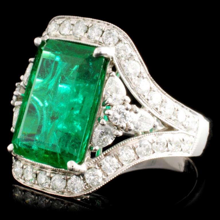 18K Gold 8.19ct Emerald & 1.68ctw Diamond Ring