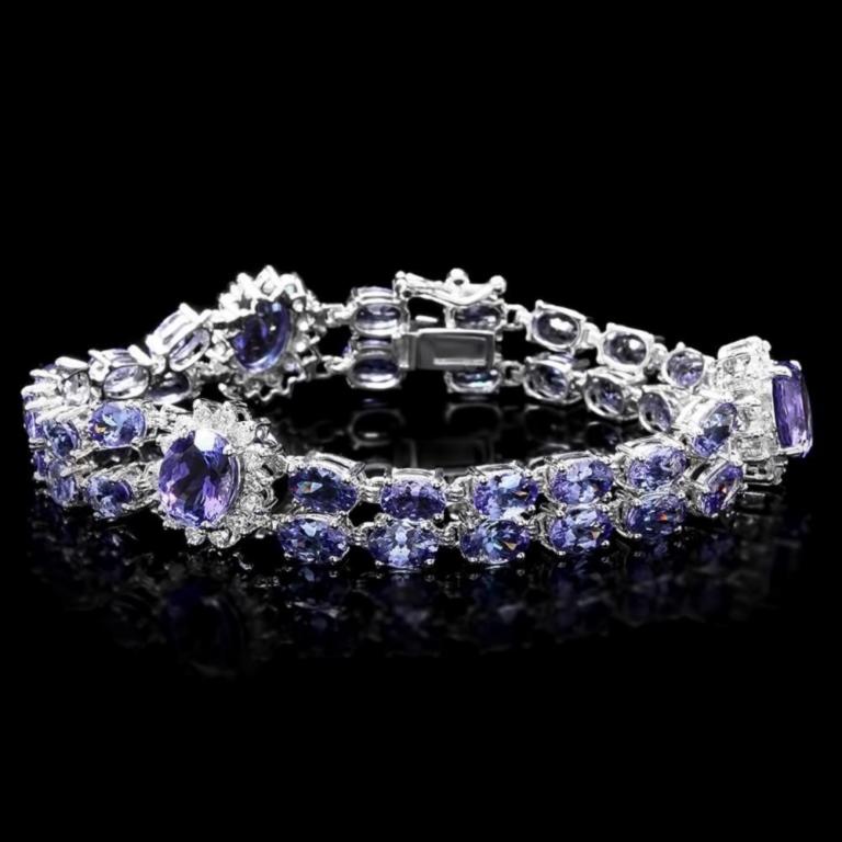 14k Gold 20.00ct Tanzanite & 1.50ct Diam Bracelet