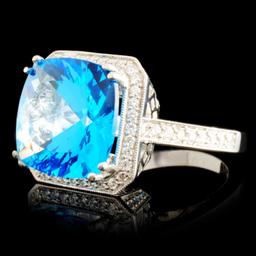 18K Gold 10.36ctw Topaz & 0.98ctw Diamond Ring