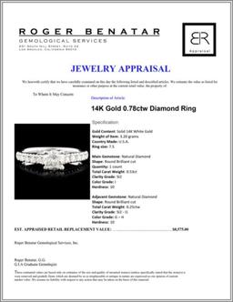 14K Gold 0.78ctw Diamond Ring