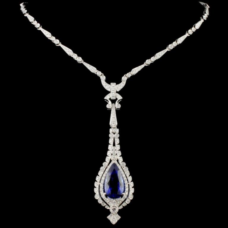 18K Gold 8.91ct Tanzanite & 2.74ctw Diamond Neckla