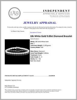 18k White Gold 9.00ct Diamond Bracelet