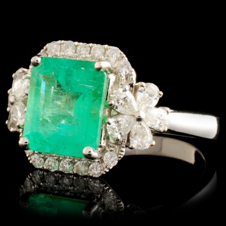 18K Gold 2.60ct Emerald & 0.77ctw Diamond Ring