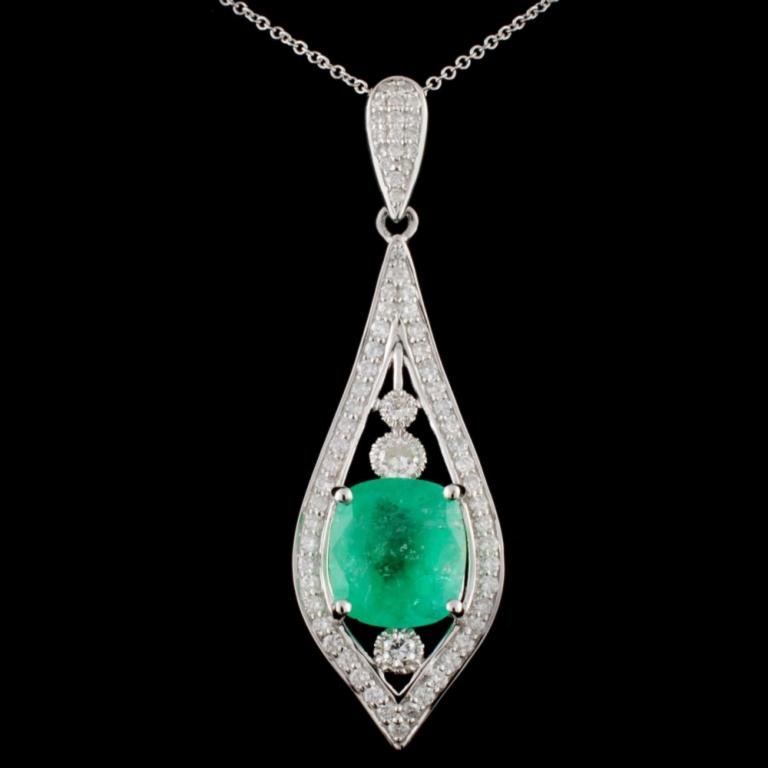 18K White Gold 4.19ct Emerald & 0.90ct Diamond Pen