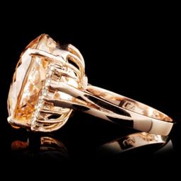 14K Gold 20.17ct Morganite & 0.49ctw Diamond Ring