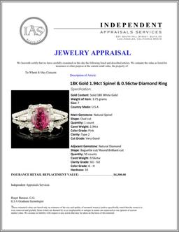 18K Gold 1.94ct Spinel & 0.56ctw Diamond Ring