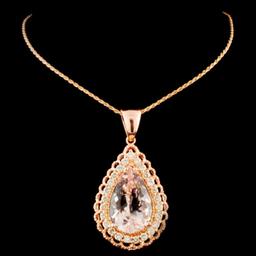 14K Gold 11.40ct Morganite & 1.16ctw Diamond Penda