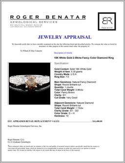 18K Gold 2.09ctw Fancy Color Diamond Ring