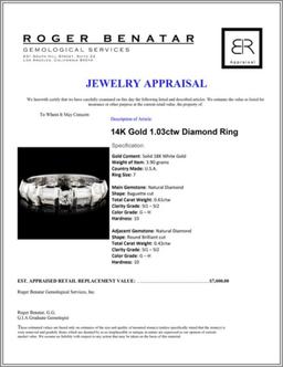 14K Gold 1.03ctw Diamond Ring