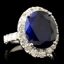 14K Gold 8.00ct Sapphire & 2.00ctw Diamond Ring