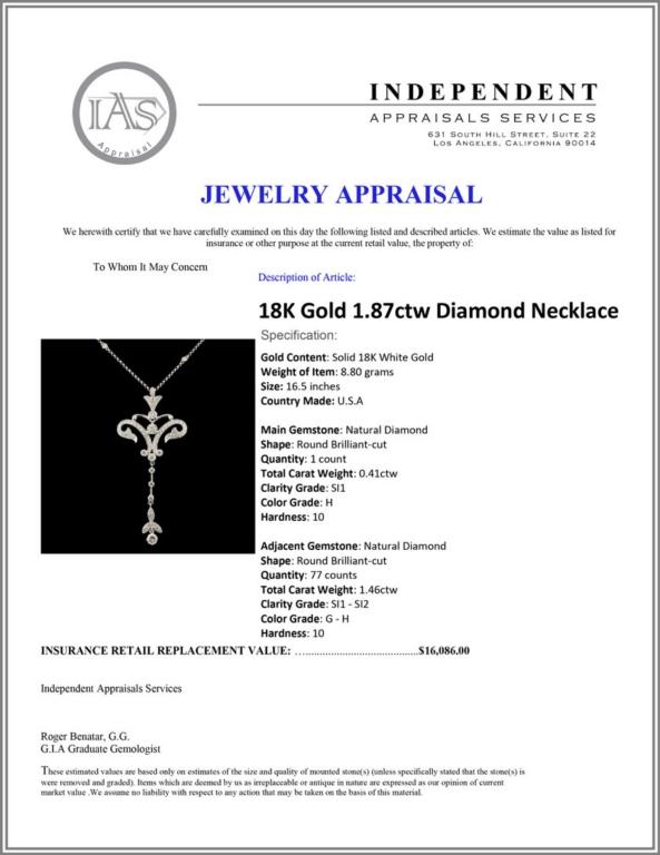 18K Gold 1.87ctw Diamond Necklace