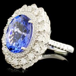 18K Gold 4.92ct Tanzanite & 1.07ctw Diamond Ring