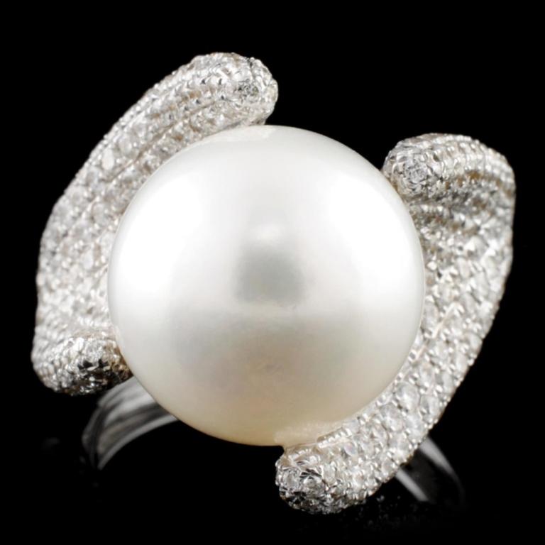 18K Gold 12.50mm Pearl & 2.40ctw Diamond Ring