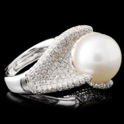 18K Gold 12.50mm Pearl & 2.40ctw Diamond Ring