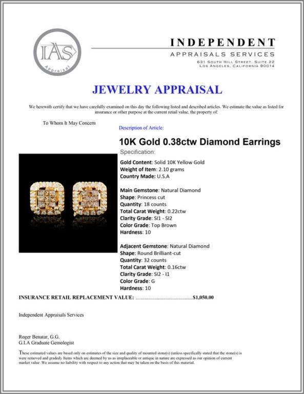 10K Gold 0.38ctw Diamond Earrings