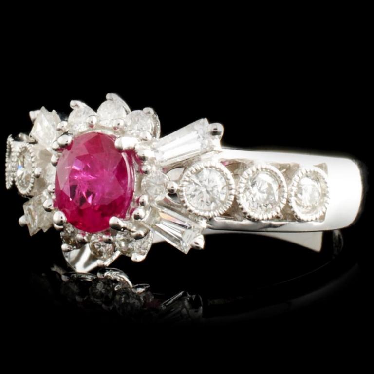 18K Gold 0.73ct Ruby & 0.71ctw Diamond Ring