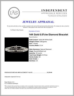 14K Gold 0.57ctw Diamond Bracelet