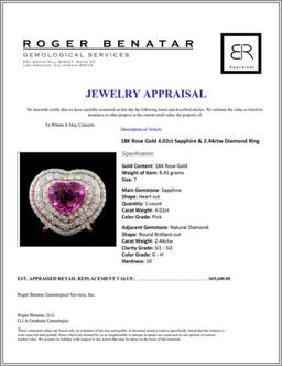 18K Gold 4.02ct Sapphire & 2.44ctw Diamond Ring
