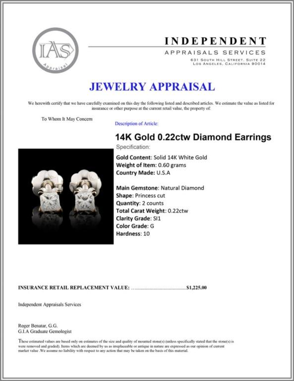 14K Gold 0.22ctw Diamond Earrings