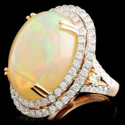 14K Gold 15.38ct Opal & 1.91ctw Diamond Ring