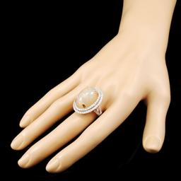 14K Gold 15.38ct Opal & 1.91ctw Diamond Ring