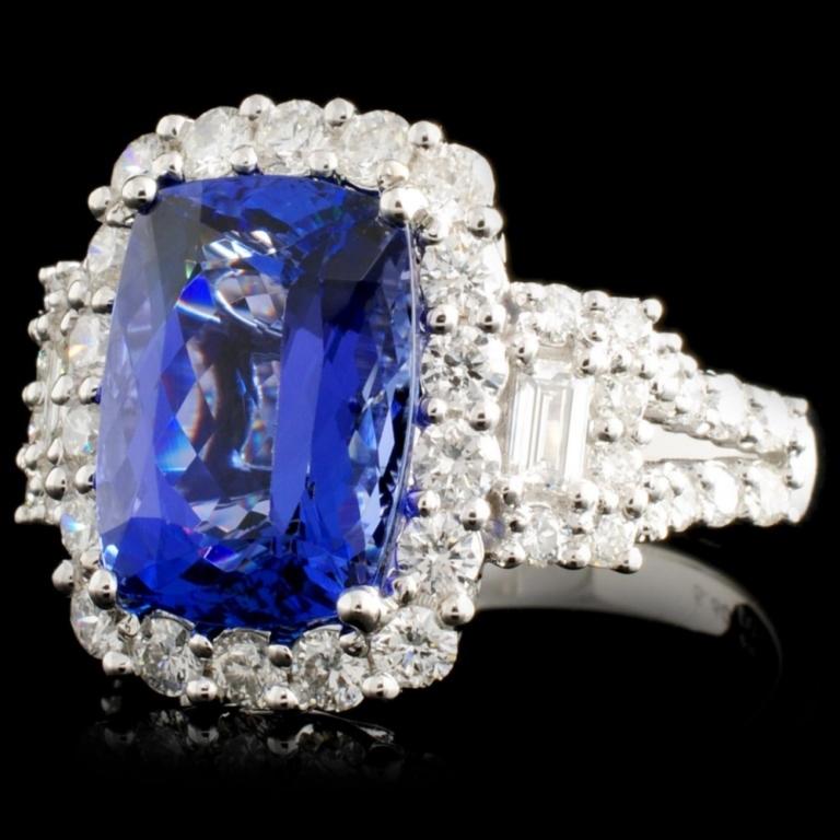 18K Gold  5.60ct Tanzanite & 1.44ct Diamond Ring