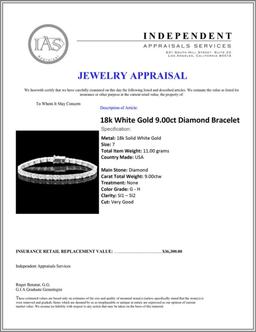 ^18k White Gold 9.00ct Diamond Bracelet