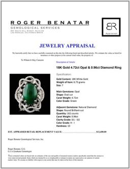 18K Gold 4.72ct Opal & 0.96ct Diamond Ring