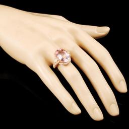 14K Gold 8.34ct Morganite & 0.70ctw Diamond Ring