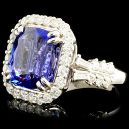 18K Gold 7.21ct Tanzanite & 1.35ctw Diamond Ring