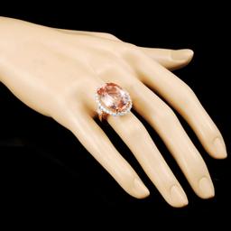 14K Gold 17.51ct Morganite & 1.35ctw Diamond Ring