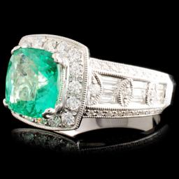 18K Gold 2.31ct Emerald & 1.10ctw Diamond Ring