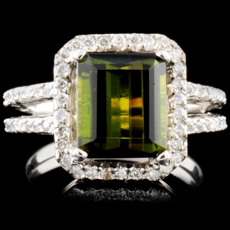 14K Gold 3.41ct Tourmaline & 0.55ctw Diamond Ring