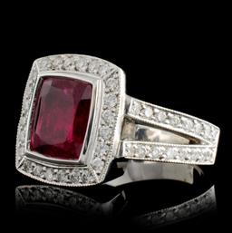 14K Yellow Gold 3.48ct Rubellite & 1.41ct Diamond