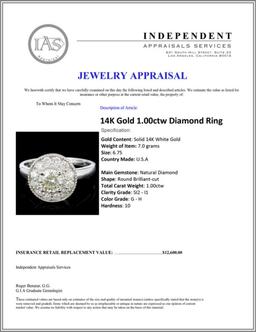 14K Gold 1.00ctw Diamond Ring