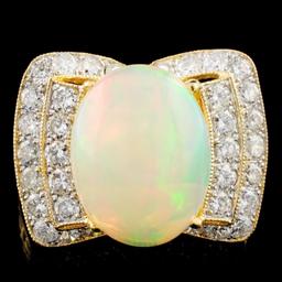 18K Gold 5.47ct Opal & 1.27ctw Diamond Ring