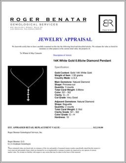 14K White Gold 0.85ctw Diamond Pendant