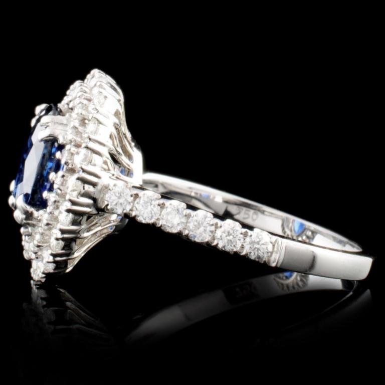 18K Gold 2.19ct Sapphire & 0.86ctw Diamond Ring