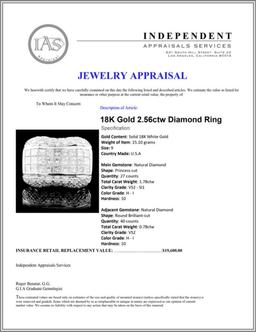 18K Gold 2.56ctw Diamond Ring