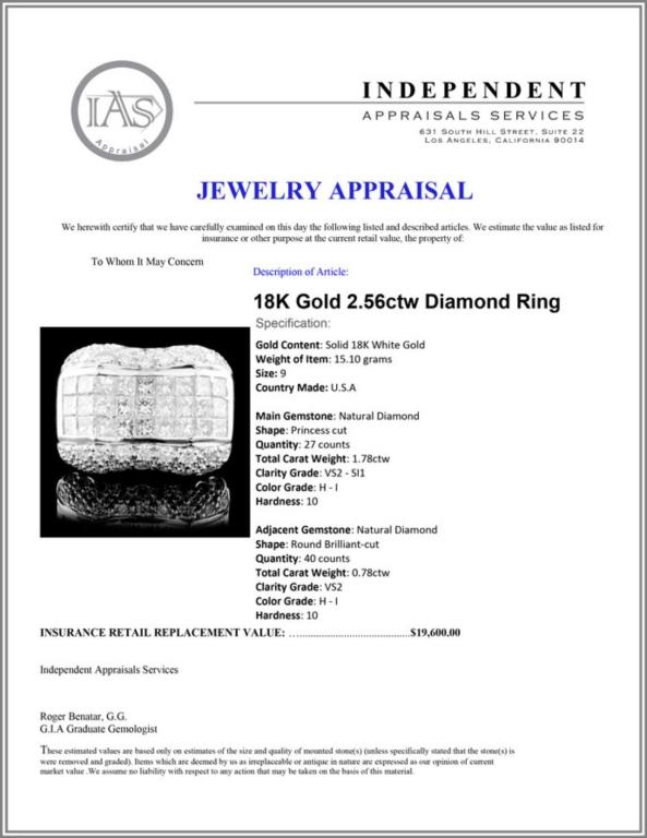 18K Gold 2.56ctw Diamond Ring