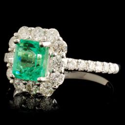 18K Gold 0.94ct Emerald & 0.71ctw Diamond Ring