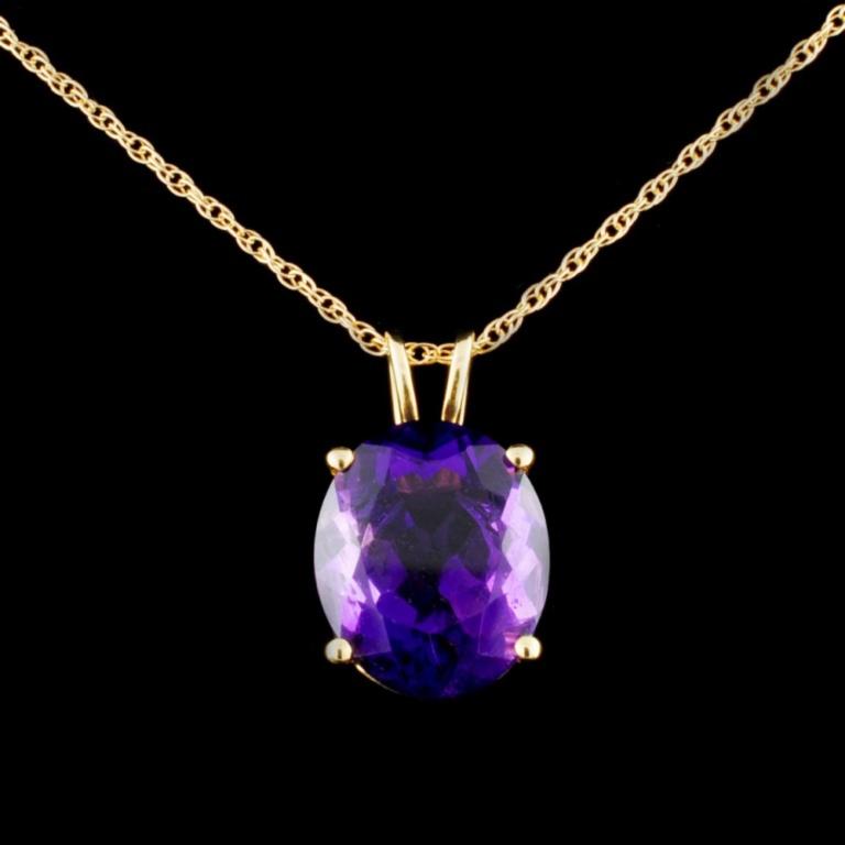 14K Gold 5.10ct Amethyst Pendant