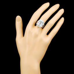 14K Gold 5.67ct Aquamarine & 0.90ctw Diamond Ring