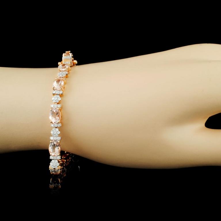 14K Gold 9.15ct Morganite & 1.50ctw Diamond Bracel