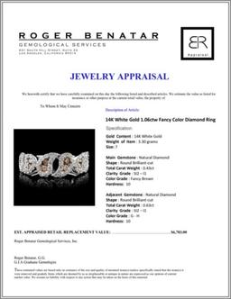 14K White Gold 1.06ctw Fancy Color Diamond Ring
