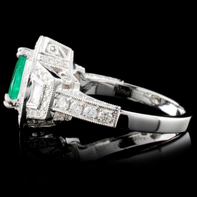 18K White Gold 0.94ct Emerald & 1.13ct Diamond Rin