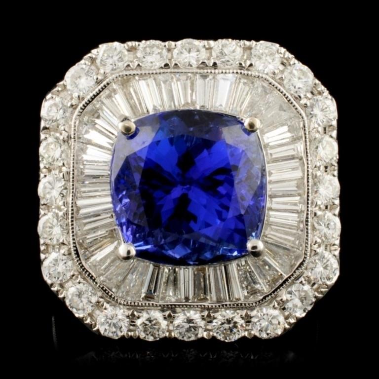 18K Gold 7.60ct Tanzanite & 3.33ctw Diamond Ring