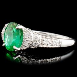 18K Gold 1.07ct Emerald & 0.15ctw Diamond Ring